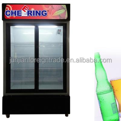 China Single-temperature Supermarket Equipment Canton Factory Straight Sliding Door Type Glass Display Cold Drink Fridge With CE for sale