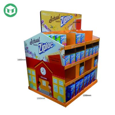 China 100% green & Free Standing Custom Foldable Floor Displays Recyclable Cardboard Material POP MonsterEnergy Drinks On Shelf Back To School for sale