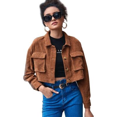 China Factory Price Long Sleeve Jacket QUICK DRY Single Breasted Organ Bag Keep Warm Lapel Corduroy Jacket for sale