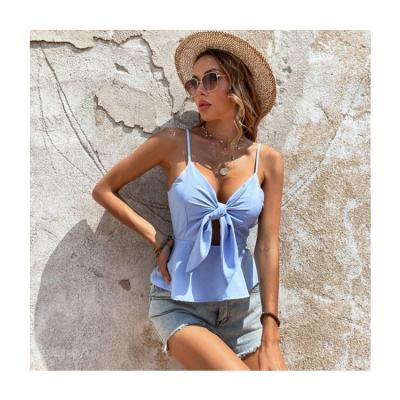 China China New Product Sexy Female Suspender Top Anti-Pilling Lace Up Wear Out Cutout Sling Ruffles Top for sale