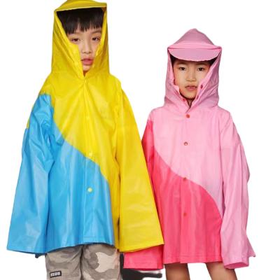 China Bachelorette Raincoat Children Raincoat Kids Rainwear Contrast Colors With Hooded Poncho Cover for sale