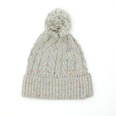 China COMMON Boys Beanie Hat Knit Beanie High Quality Custom Cotton 100% Double Gray Stain for sale