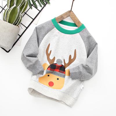 China Christmas Style T-shirts Cotton Material Gray Color / White Viable 2-6 Years Old Boys T-shirts Pajamas Raglan Sleeve Tee for sale