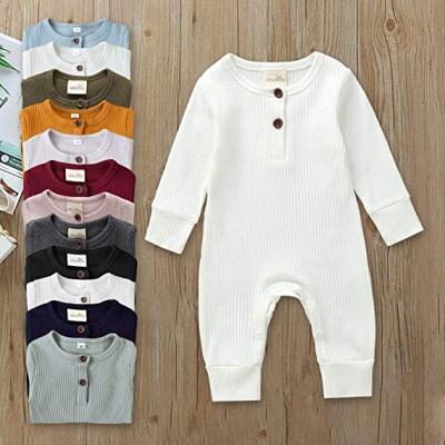 China Hot Sale Newborn Infant Unisex Button Breathable Jumper Romper Solid Baby Boy Girl Bodysuit for sale