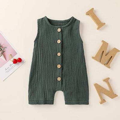 China Summer Breathable Newborn Infant Canvas Overalls Romper Cotton Baby Boy Girls Summer Overalls Sleeveless Clothes Set for sale