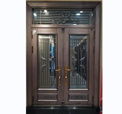 China Security Waterproof Double Door Entry Front Zinc Alloy Doors For Houses Villa Process Glass Bonding Double Doors Main Doors for sale