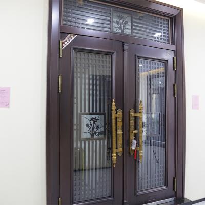 China Villa House Front Double Door Design Anti-theft Modern Main Entry Door Cut Out Pattern Hardware Zinc Alloy OEM for sale