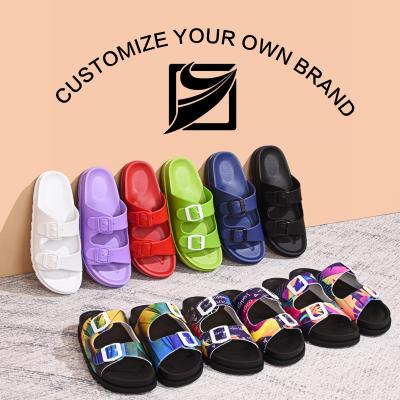 China Fashion Trend Slips Custom Logo Pillow Slips Designer Slippers Double-Buckle Adjustable Strap Waist Pillow Slippers for sale