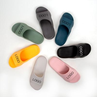 China 8801 Fashion Trend Wholesale 2021 New Bathroom Slippers Thick Home Soles Couples Flip Flops Soft EVA Soles Indoor Slippers Custom Logo for sale