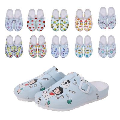 China Printed Women Print Medical High Quality Waterproof Clogs Slippers Female Slides Shoes Custom Wholesale Nurse Shoes Slippers for sale