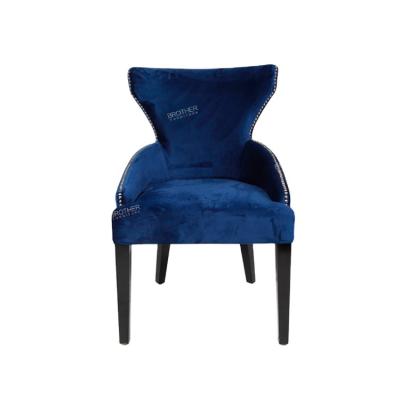 China Indoor Dining Chair Single Seat Velvet Chair Set Fabric Furniture Modern Blue Wooden Design for sale