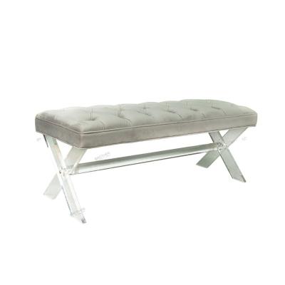 China Hot Sale Fabric+Acrylic Feet Lovely Mini Upholstery Bed End Bench New Bedroom Sofa for sale