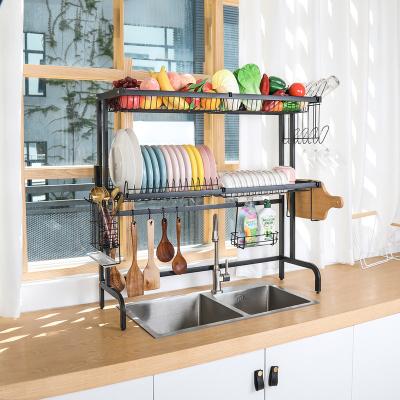 China Home Kitchen Hatahardware 2 Tier Buffet Dish Drying Rack Over Sink Factory Supply Kitchen Accessories Directly for sale