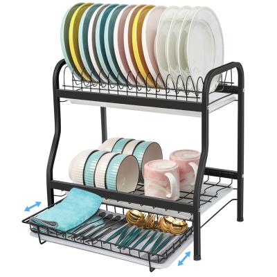 China Sustainable Dish Drying Rack 3 Tier Stainless Steel With Oversink Removable Dish Drainer Tray Dish Drainer Holder For Kitchen Sink Countertop for sale