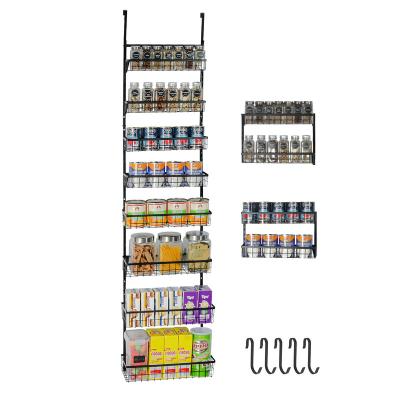 China 8-Tier Metal Adjustable Adjustable Baskets Over The Door Storage Organizer With Detachable Frame, Space Saving Spice Pantry Hanging Rack for sale