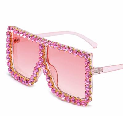 China Sunglasses Wholesale Big Frame Square Diamond Ladies Sunglasses Women for sale