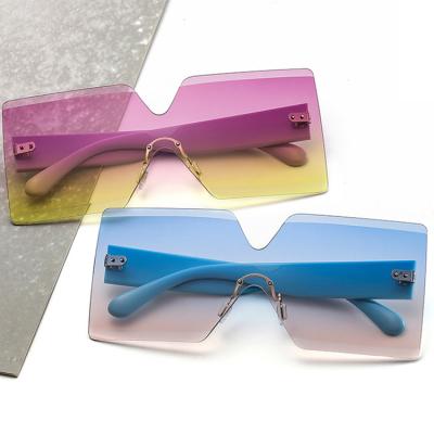 China 2022 Fashionable Square Plain Oversized Sunglasses Eyewear Sun Shades Women Glass Rimless Sunglasses for sale