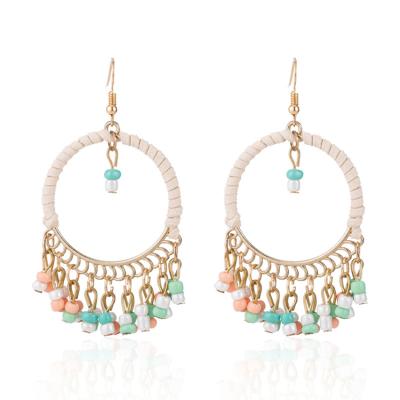 China Designer Cute Gold Plated Beads Circle Tassel Earrings For Women 2021 for sale