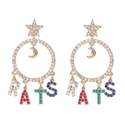 China Wholesale Custom Letters FASHIONABLE Star Diamond Statement Earrings Jewelry for sale