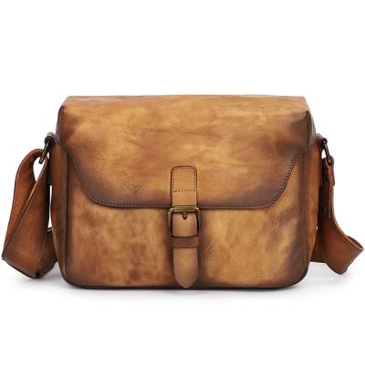 China Durable / Fashion / Eco - Friendly Waterproof Genuine Leather Video Camera Bag DSLR Messenger Bag For Men for sale