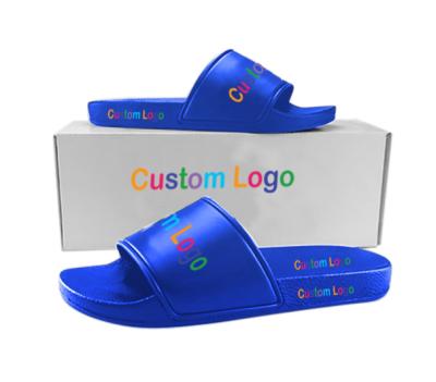 China Wholesale Custom Anti-slippery Logo Slide Indoor PVC Printing Slipper For Men for sale