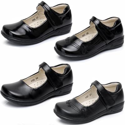 China Deodorization Customized Uniform Children School Shoes Boys And Girls Black Leather School Shoes For Student for sale