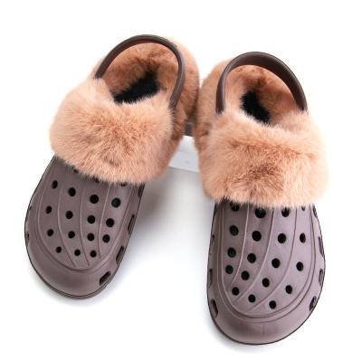 China Winter Platform Fur Flat Slippers Garden Shoes Furry Men's Chunky Sandals Women Fashion Fur Casual Slippers Clogs for sale