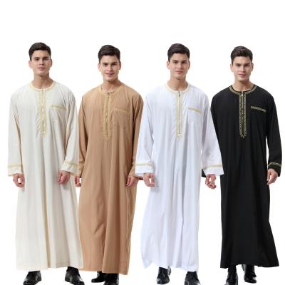 China Retro Dubai Saudi Arabia Kaftan Men Jubba Thobe Kaftan Long Sleeve Muslim Islamic Arab Maxi Dresses Patchwork Clothing C100 for sale