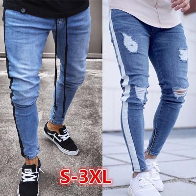 China 2021 fashion designer causal designer denim pants custom logo slim men's jeans trend breathable men's zipper pants men's pants and trousers for sale