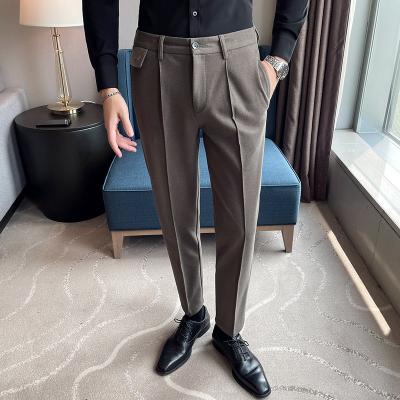 China Anti-Wrinkle OEM Mens Dress Business Woolen Pants Casual Solid Men's Suit Pants Men's Simple Slim Fit Pants Formal Bottoms for sale