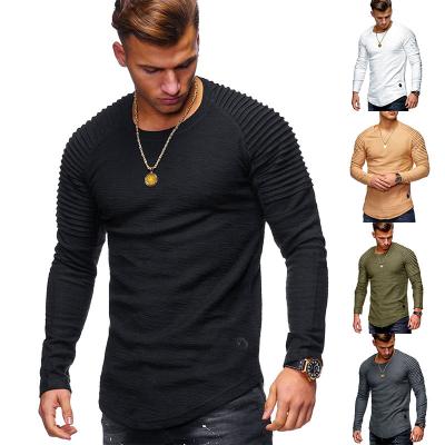 China 2021 Autumn cotton T-shirt men's clothing long sleeve t-shirt blouse long sleeve slim fit casual white sports QUICK DRY breathable clothes for sale