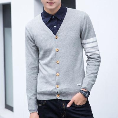 China Anti-wrinkle Mens Fall Wear 100%Cotton Winter Sweater Solid Color Men Top Casual Long Sleeve Cardigans Slim Fit Knitted Sweater Size M-3XL for sale