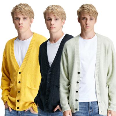 China Anti-wrinkle autumn and winter long sleeve cardigans sweaters unisex v-neck sweater design S-XL men's casual solid cardigan knit wear for sale