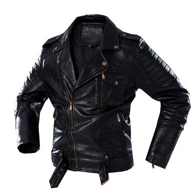 China 2021 Men's Leather Jacket Men's Casual Parka Winter Coat Waterproof Black Motorcycle Leather Biker Anorak Retro Loose Jacket Men's Coat for sale