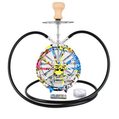 China Brand New Custom Portable Stainless Aluminum Hookah Eco-Friendly Travel Book Car Double Wheel Hose Large for sale