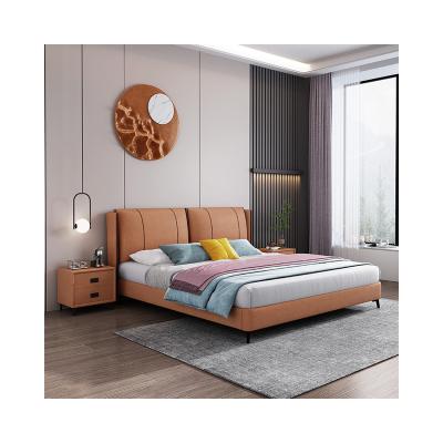 China 2022 New High Price Thick Wooden Plank Double Bed Upholstered Double Bed Upholstered Bed Cover Removable Design for sale