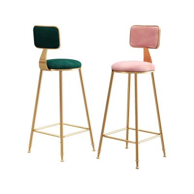 China Gold Modern Cheap Home Umpire Chair Kitchen Metal Velvet Bar Stool Counter Chair for sale