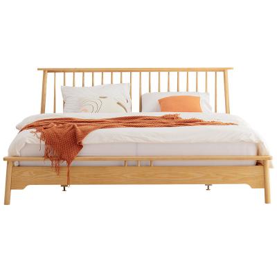 China Modern Nordic Furniture FLB Wood Grade Full Ash Solid Wood Raised Bed End Design Double Bed for sale