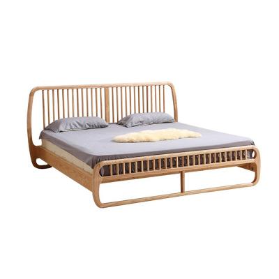 China Modern Luxury Minimalist Light Log Nordic Scientific Furniture Design Chic Wood Grain King Bed for sale