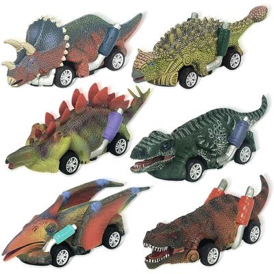 China 2021 Hot Sale Amazon Animal Cars Dinosaur Toy Car Pull Back Mini Car 6pcs Animal Pull Back Cars Toy for sale