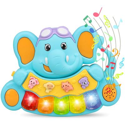 China Battery Operated Toy Light Up Baby Toy Babies Piano Musical Toy with Light and 5 Numbered Music Keys for sale