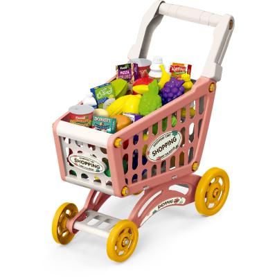 China Supermarket Play Set Toy High Quality Role Play Shopping Cart Toy Kids Play House Plastic Supermarket Trolley Toys for sale