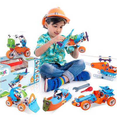 China DIY Toys 6 in 1 145pcs diy toys Amazon hot sell assembly kids diy building toys truck for sale for sale