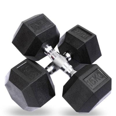 China Molded Rubber Wrapped Solid Iron+rubber Coating Gym Hex Dumbbell Weights Sets Hex Hex Dumbbell Set for sale