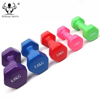 China Non-slip Home Gym Fitness Training Ladies PVC Coated Cast Vinyl Dumbbells for sale