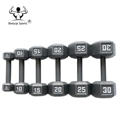 China Solid Dumbbell Cast Hex Dumbbells with Hammertone for sale