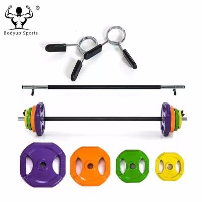 China Durable Gym Body Bump Aerobic Barbell Set With Rubber Coated Weight Plates for sale