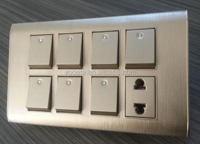 China Bangladesh Market Light Wall Switch 7+1 86*146mm for sale