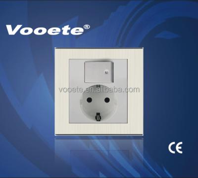 China European type 16A socket with a button switch 86*86 for sale