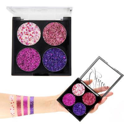 China Vegan Shimmer 4 Colors Waterproof Private Label Eyeshadow Palette Mineral Glitter Matte for sale